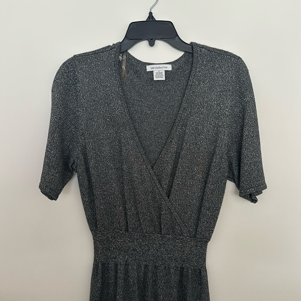 Liz Claiborne sweater dress. Grey with silver threads. Size L